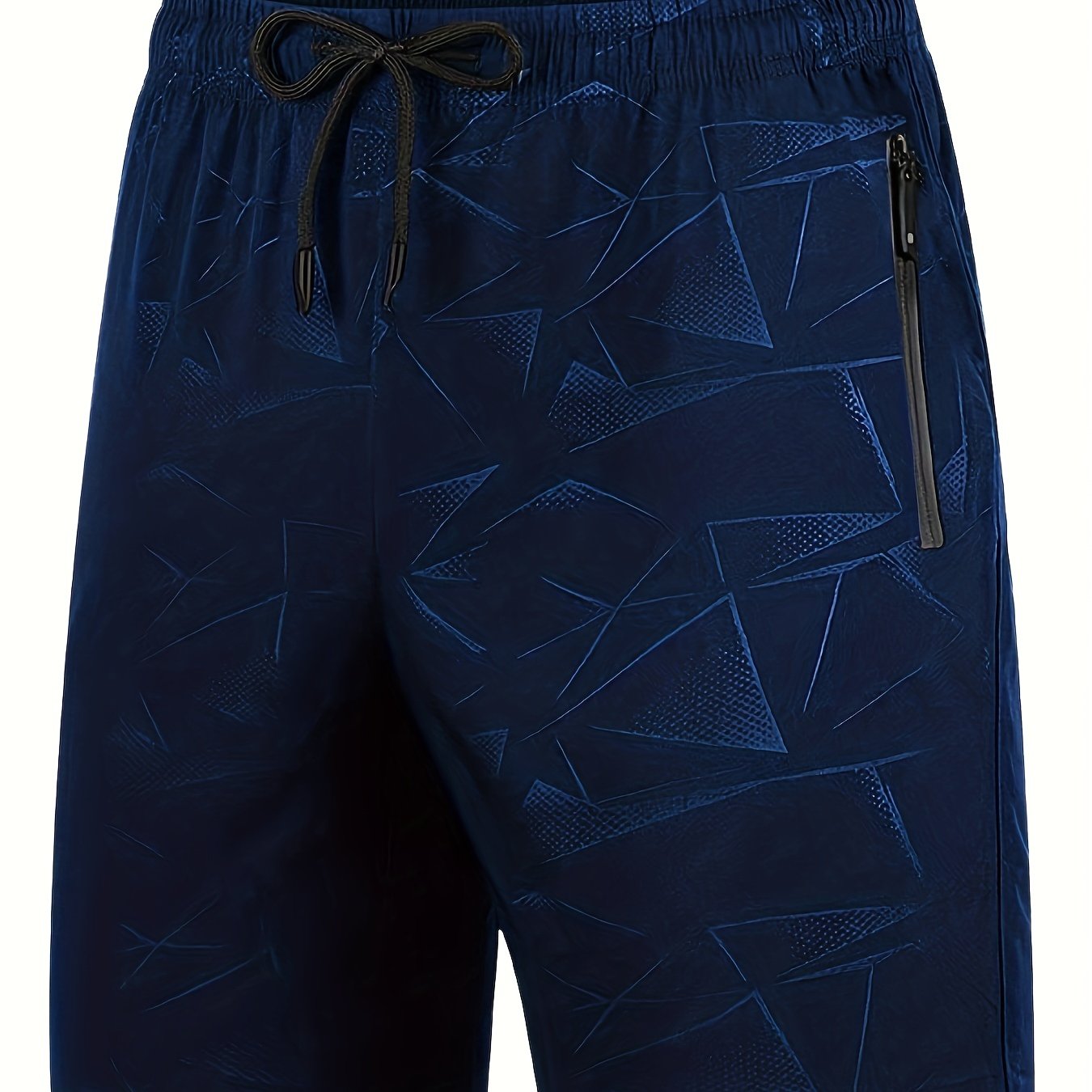 Plus Size Men's Athletic Shorts Quick-Dry Breathable Polyester Geometric Print Elastic Waistband