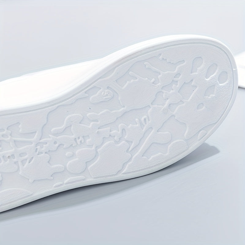 Women's Lightweight Solid Color Leather-Style Flat Sneakers for Leisure Running and Walking