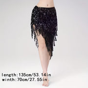 Sequined Tassel Skirt for Belly Dance Performance Waist Woven Beach Party