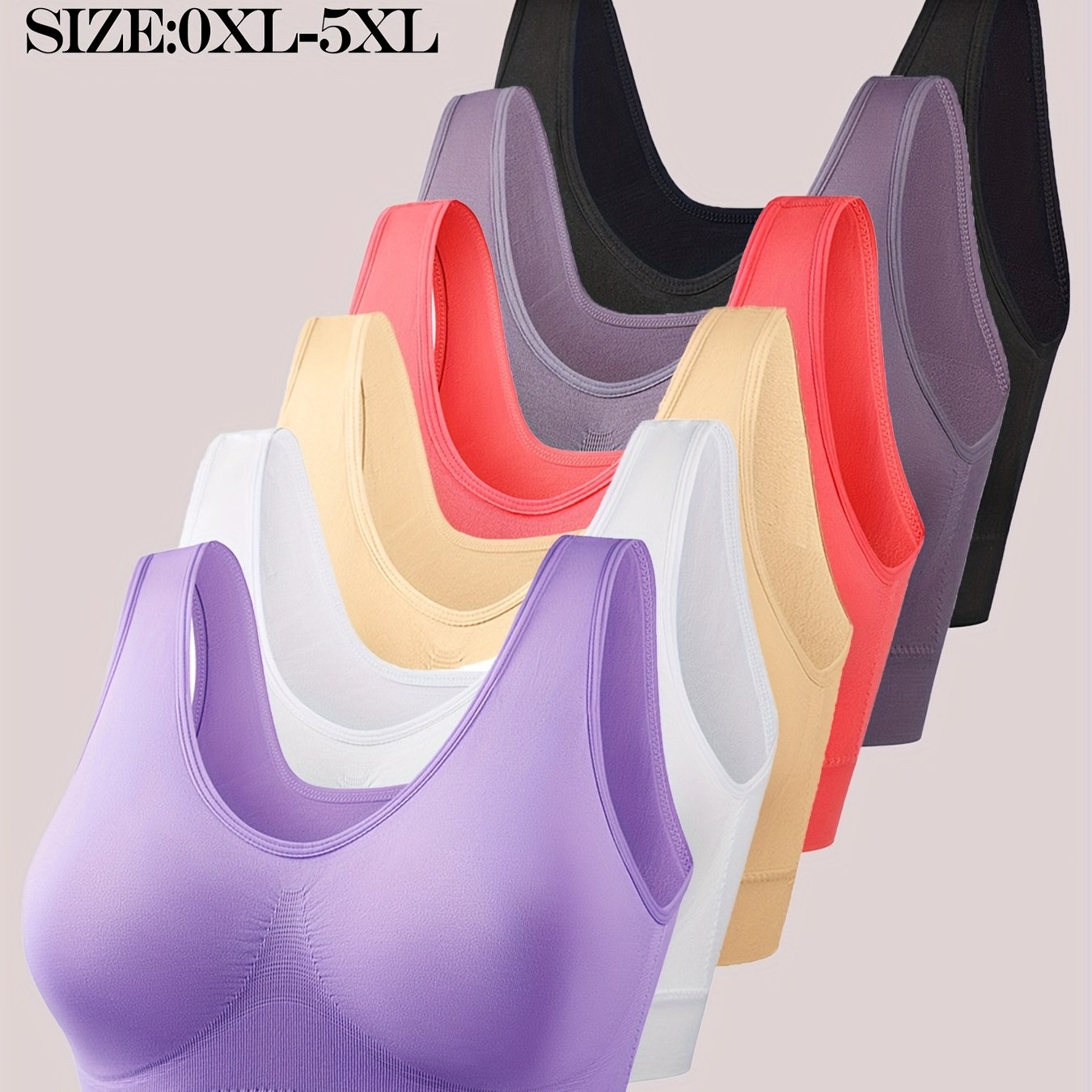 Women's Plus Size Seamless Sports Bras 5XL Breathable Supportive Gym Tops