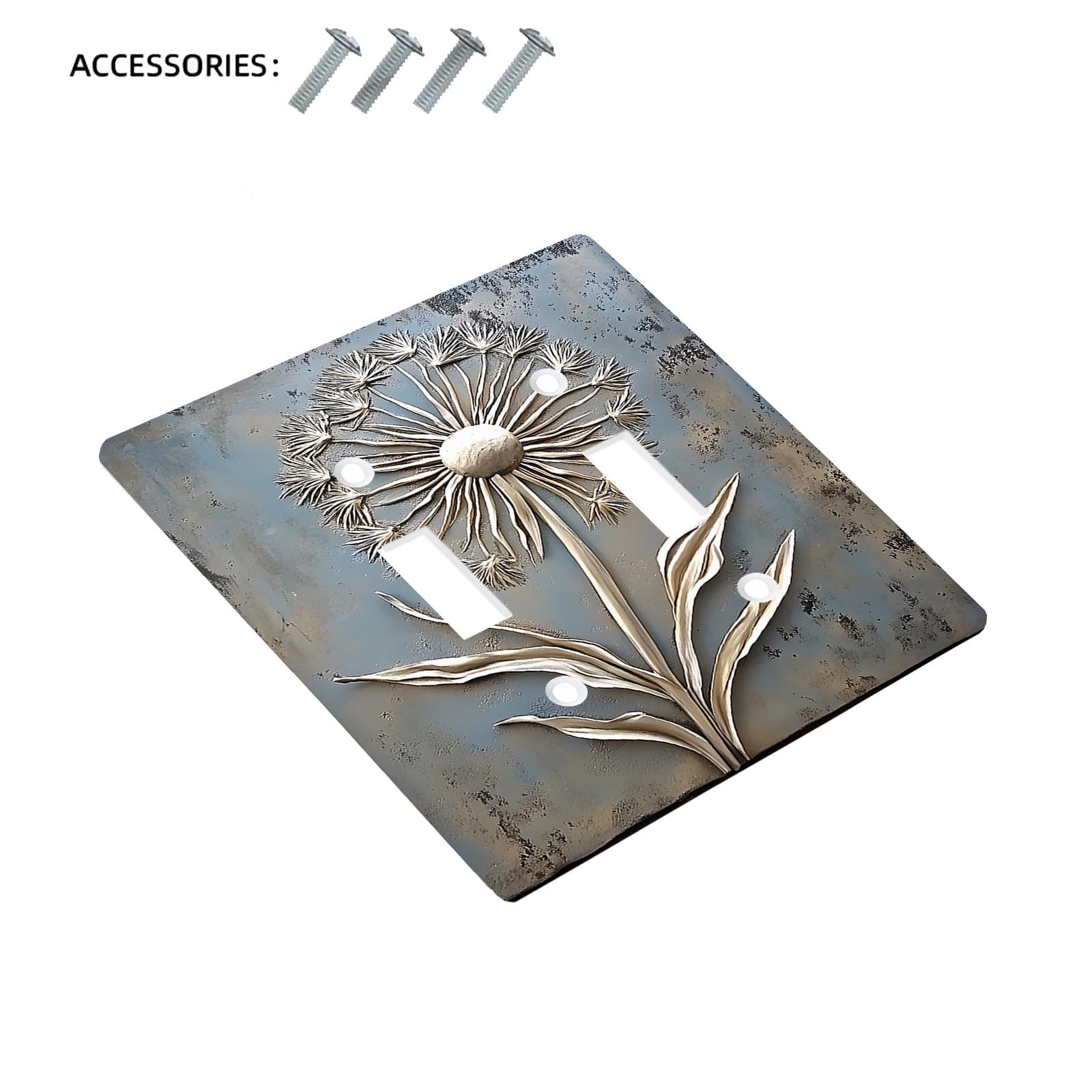 White Dandelion Light Switch Cover Decorative for Bathroom Bedroom Easy to Install