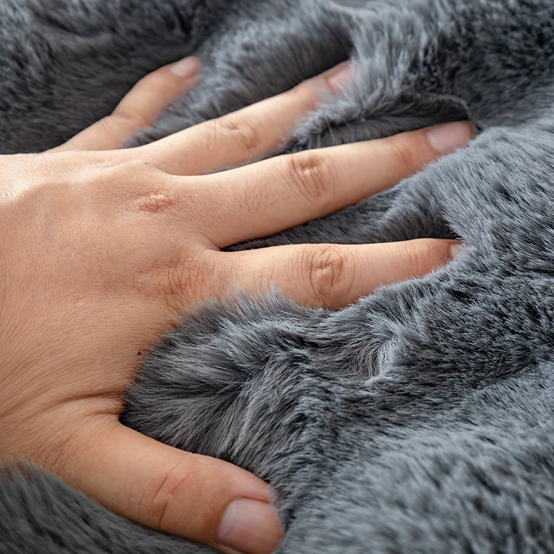 Набор защитных чехлов для диванов из искусственного кроличьего меха на 2/3/4 места, нескользящие, моющиеся в машине, серый