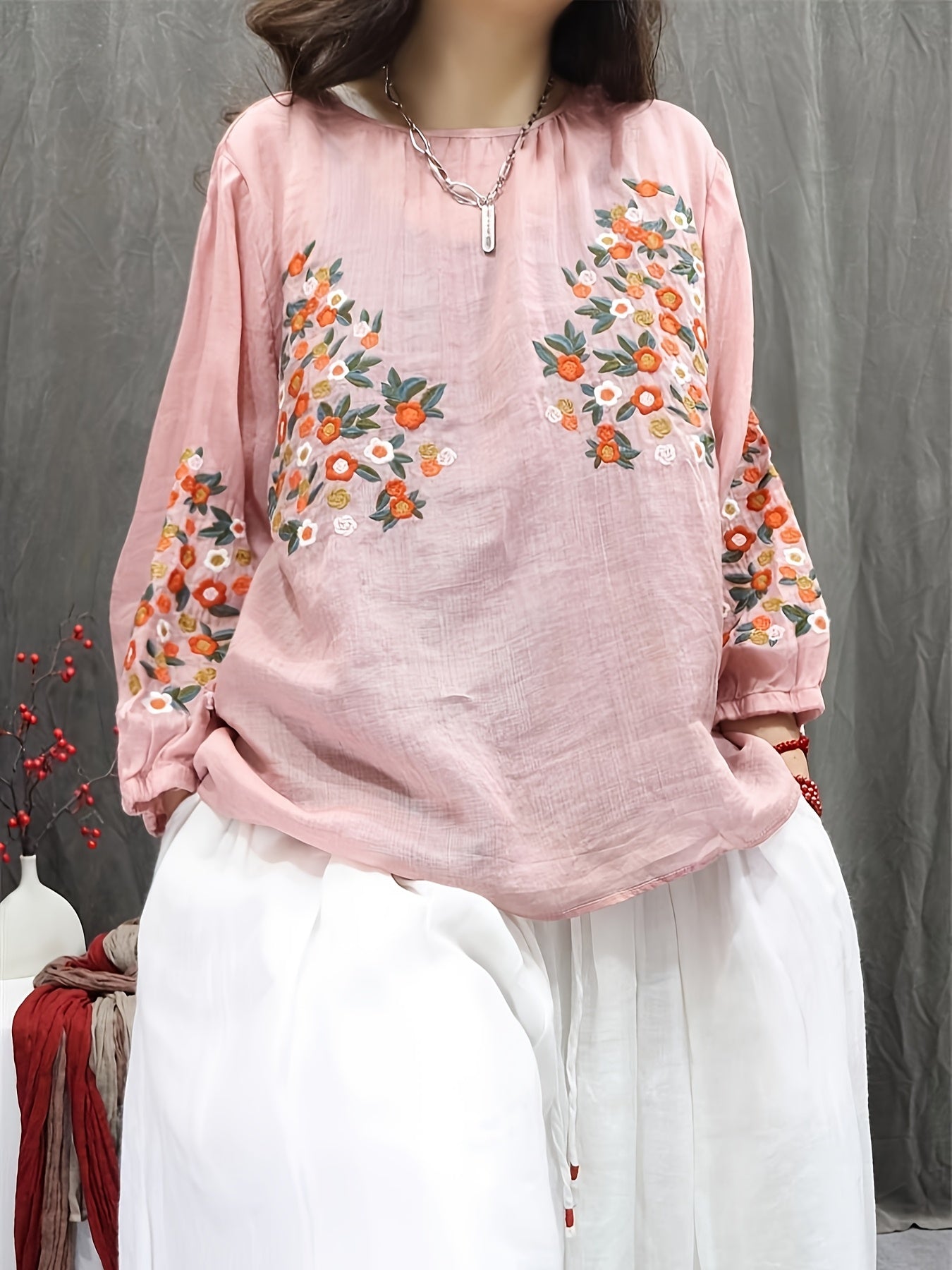 Plus Size Ladies Summer Blouse Elegant Comfortable Floral Plus Size Blouse