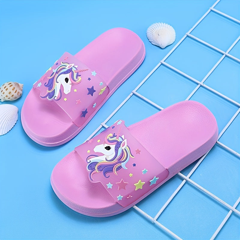 Girls Unicorn Slippers EVA Open Toe All-Season Casual Slide