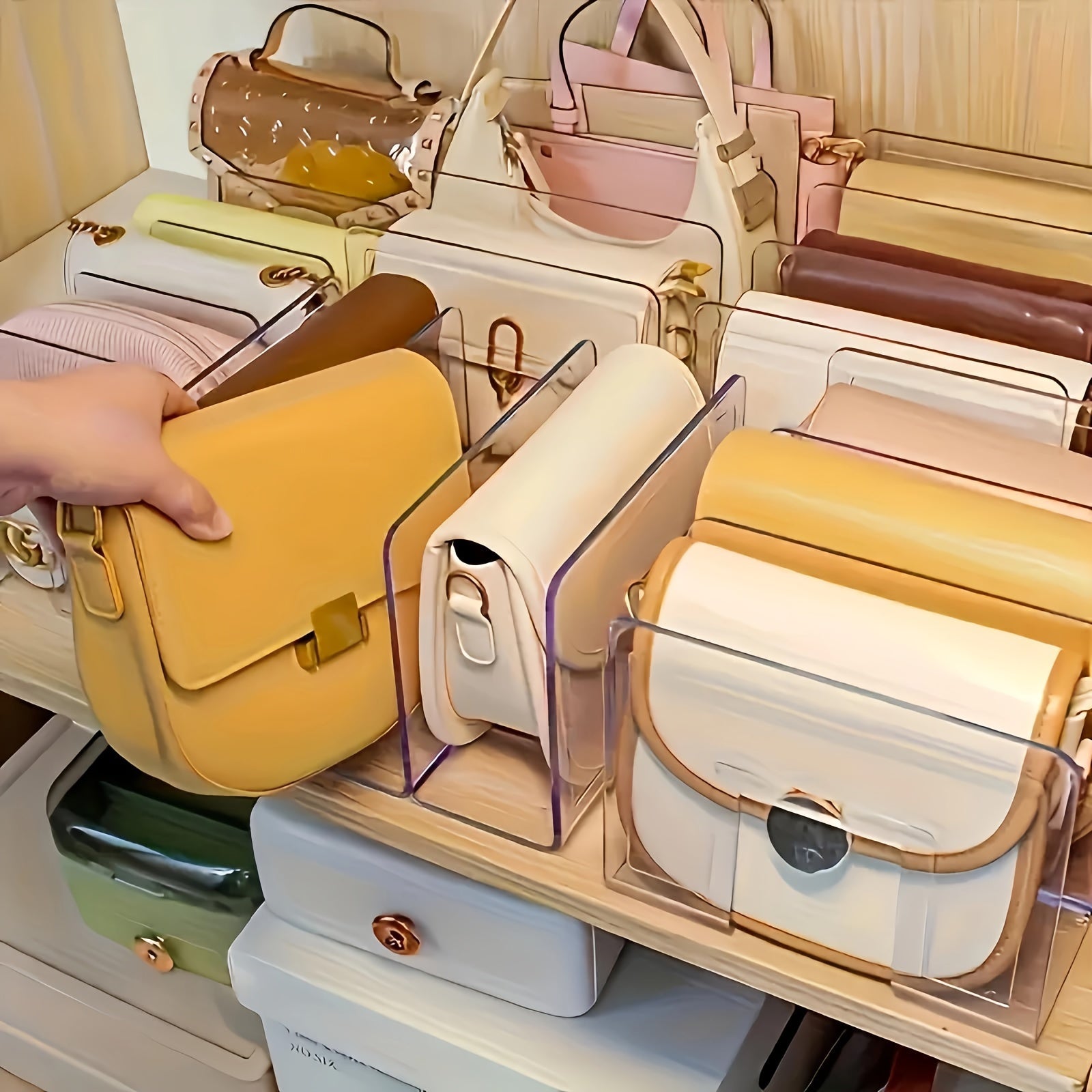 Toza akrilik shkaf bo'linmasi tashkilotchisi 4-to'plam uy ofisi yotoqxona shkaflari hammom saqlash uchun