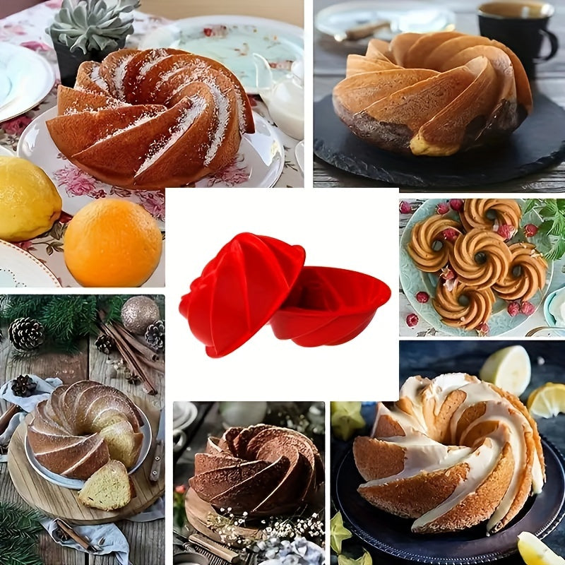 Silicone Bundt Cake Pans Set Nonstick Oven-Safe with Fluted Crown Designs