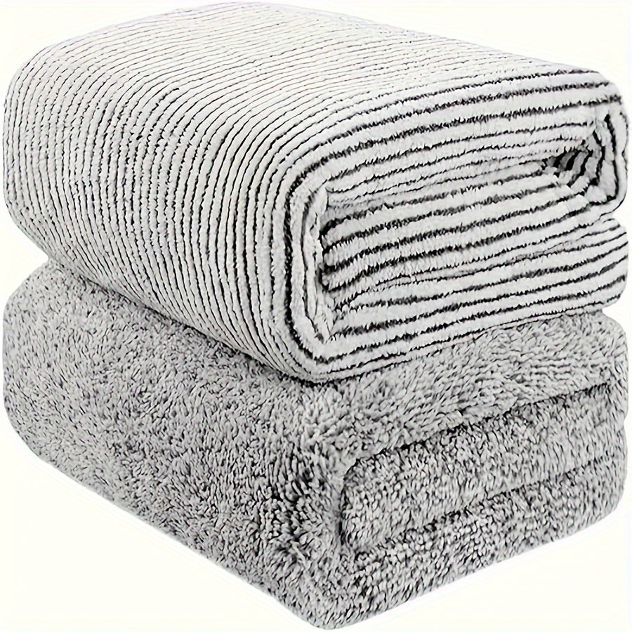 Set of 2 Absorbent Breathable Microfiber Bath Towels for Fitness and Yoga