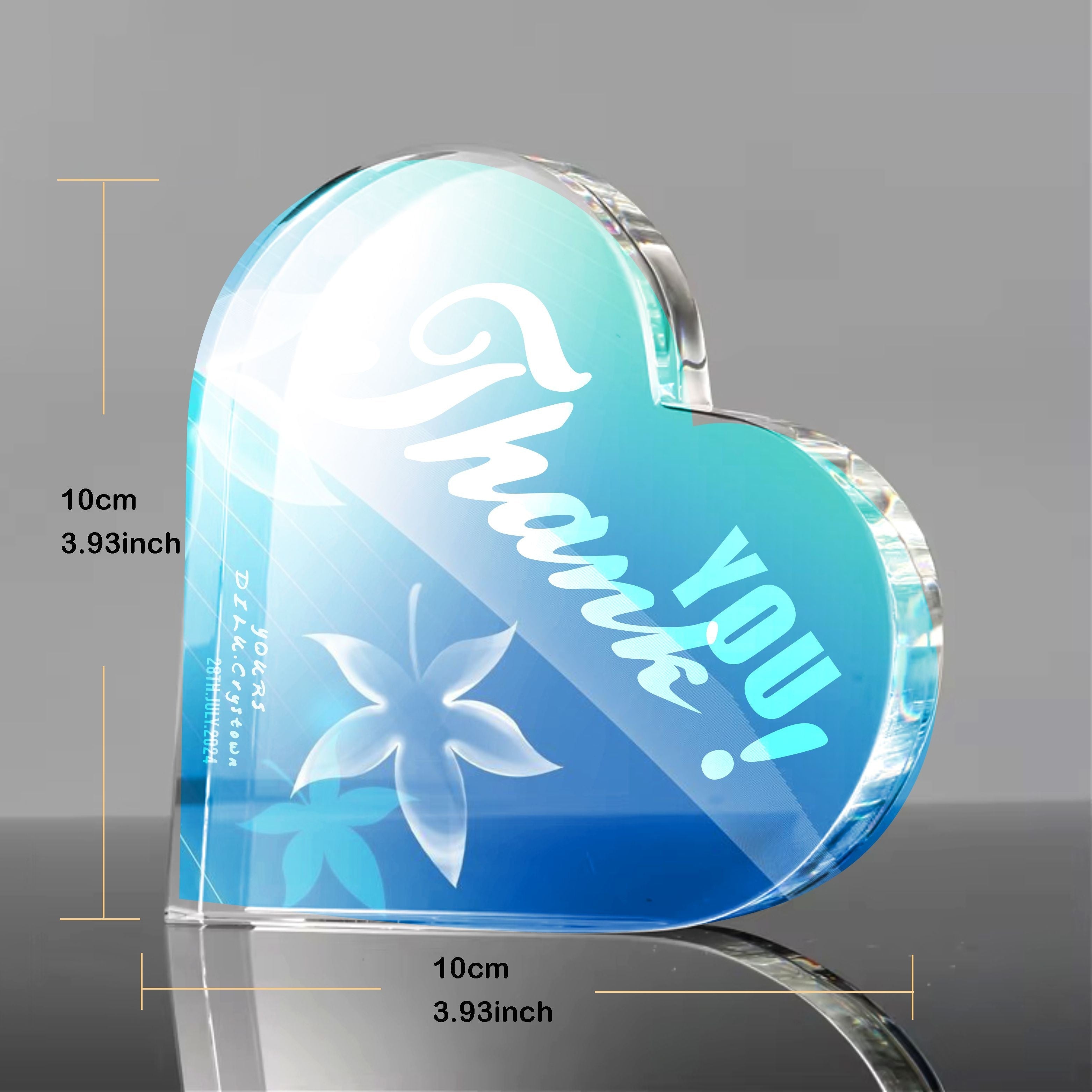 Индивидуальная фоторамка с кристальным сердцем и гравировкой для свадеб и дней рождения