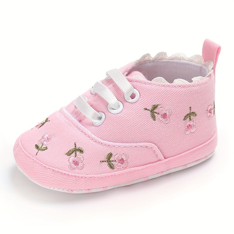 Baby Girl's Flower Pattern Non-Slip Walking Shoes for Infants Outdoor Activities