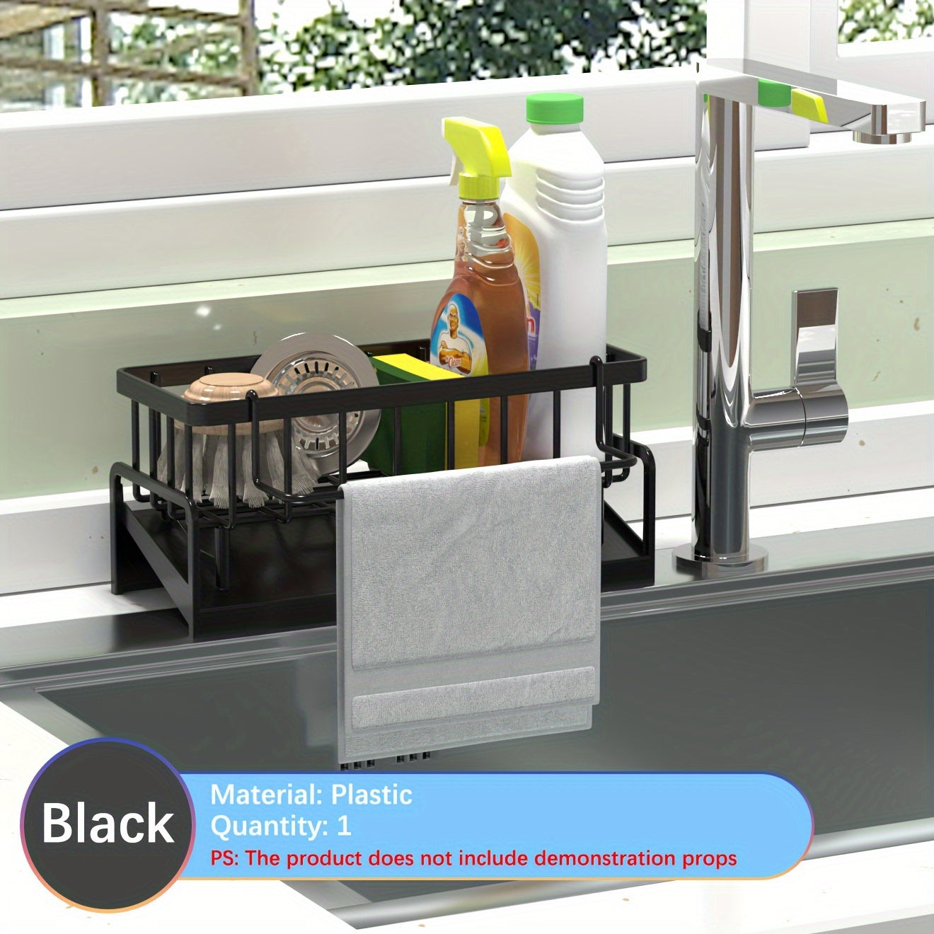 Multipurpose Kitchen Sink Organizer Plastic Open Storage for Dishes and Utensils