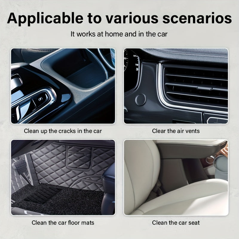 Kuchli so'rish quvvati, zaryadlanadigan batareya, avtomobillar va uylar uchun nam/quruq imkoniyatlari bilan portativ qo'l vakuumi. U uy hayvonlari sochlari va changni osonlik bilan bartaraf etishi mumkin. Bir nechta aksessuarlar va