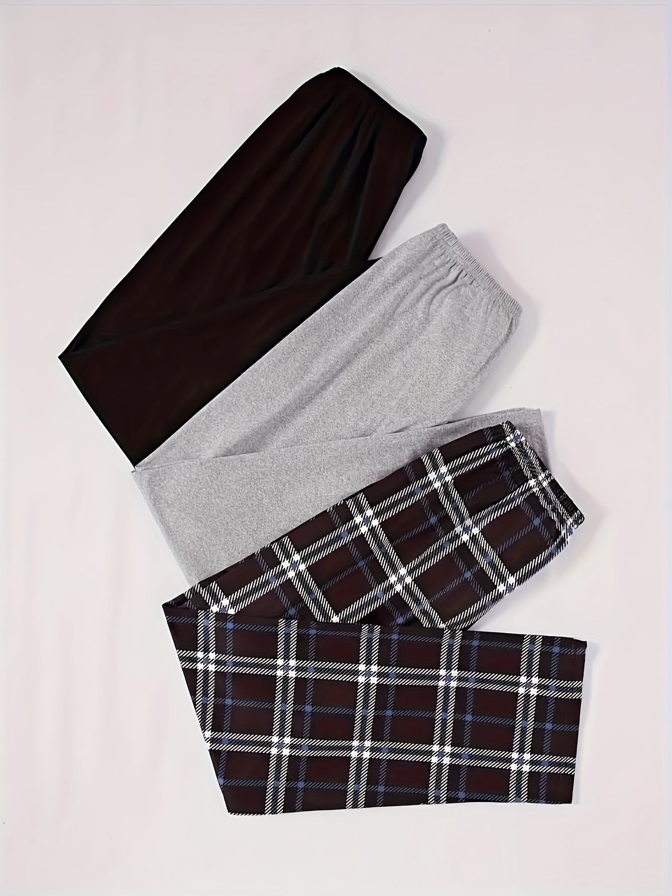 Plus Size Women's Plaid Pajama Bottoms 3-Pack Soft Polyester Sleepwear Shorts