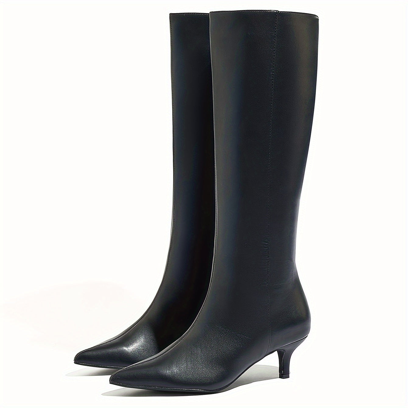 Women's High Heel Boots Pointed Toe PU Cover Mid-Calf Rubber Sole