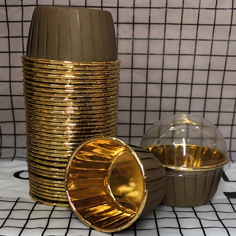 50 штук термостойких бумажных форм для кексов с крышками для выпекания кексов и маффинов