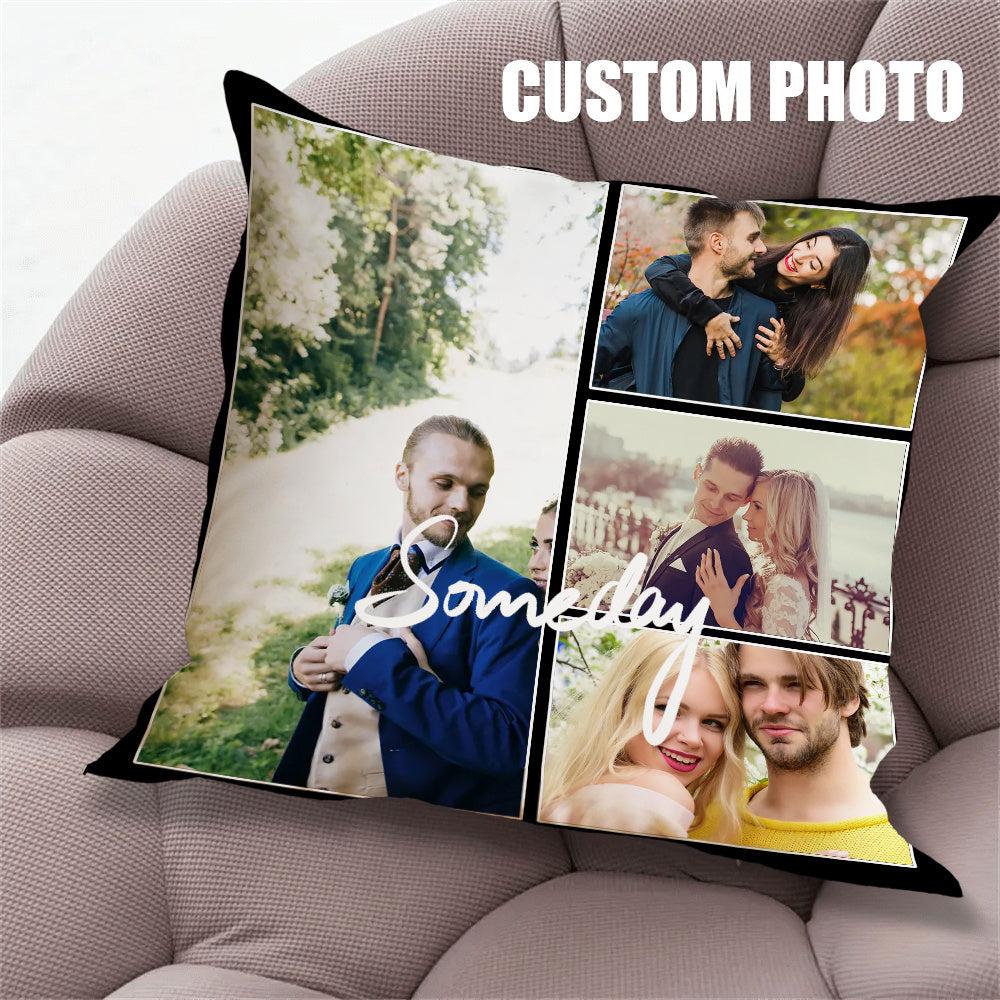 Personalized Photo Cushion Cover Square Throw Pillow Soft Polyester Machine Washable Room Decor Gift
