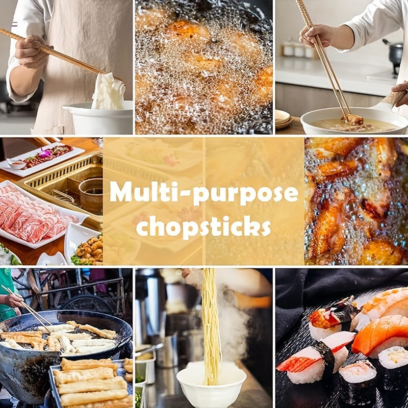 2 длинные деревянные кухонные палочки, многоразовые для жарки лапши и подогрева блюд. Супер длинные кухонные палочки.