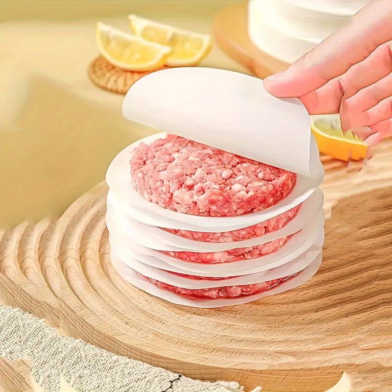 100 Pieces Non-Stick Hamburger Patty Paper Oil Absorbing Sheets for BBQ Freezing