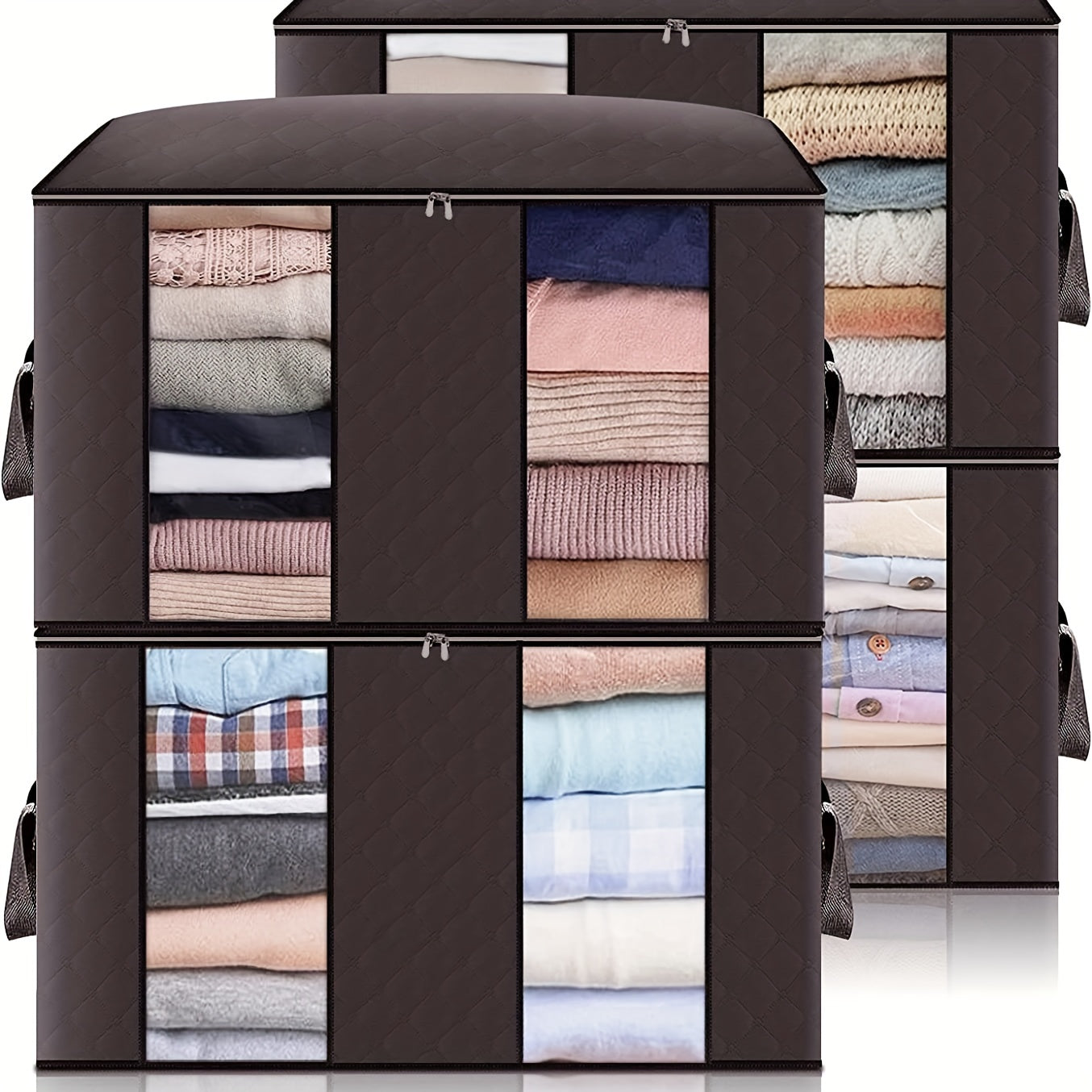 Keng mato kiyim saqlash sumkasi 90L, tutqich va shaffof oynali