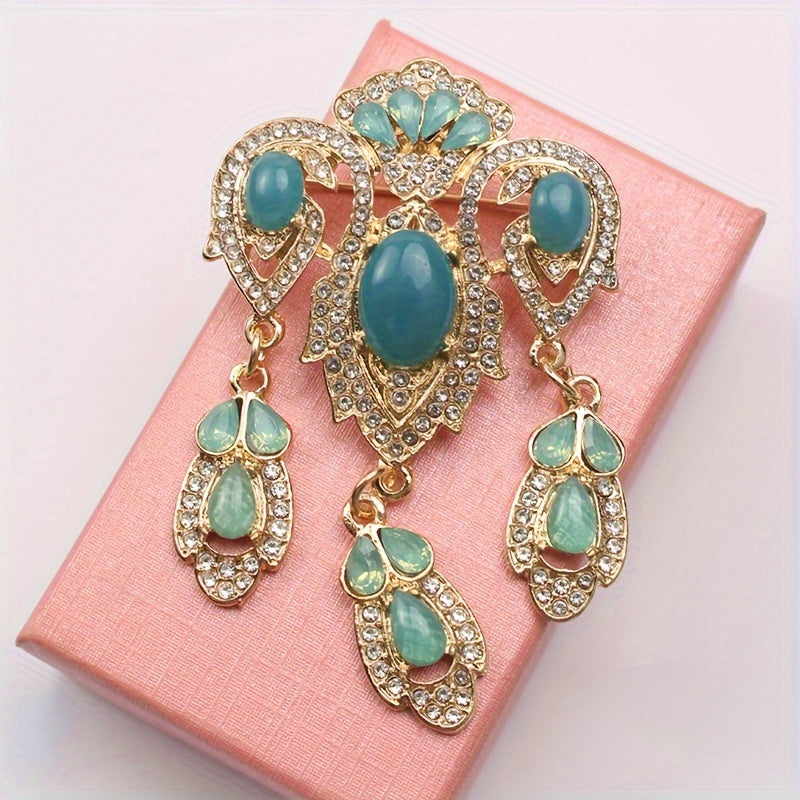 Retro Style Brooch Water Opal Elegant Pin for Women's Attire