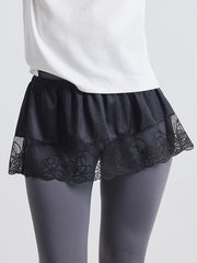 Plus Size Lace Trim Mini Dress for Women Stretchy Polyester Comfortable Fit Lounge Casual