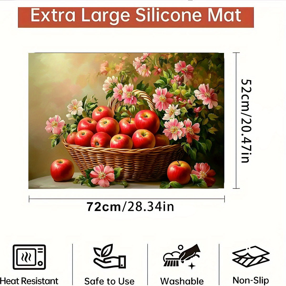 Issiqqa chidamli, chizishga qarshi gaz plitasining ustki qoplamasi, olma va fan gul dizayni bilan, sirpanmaydigan, oson tozalash uchun oshxona stol usti drenaji