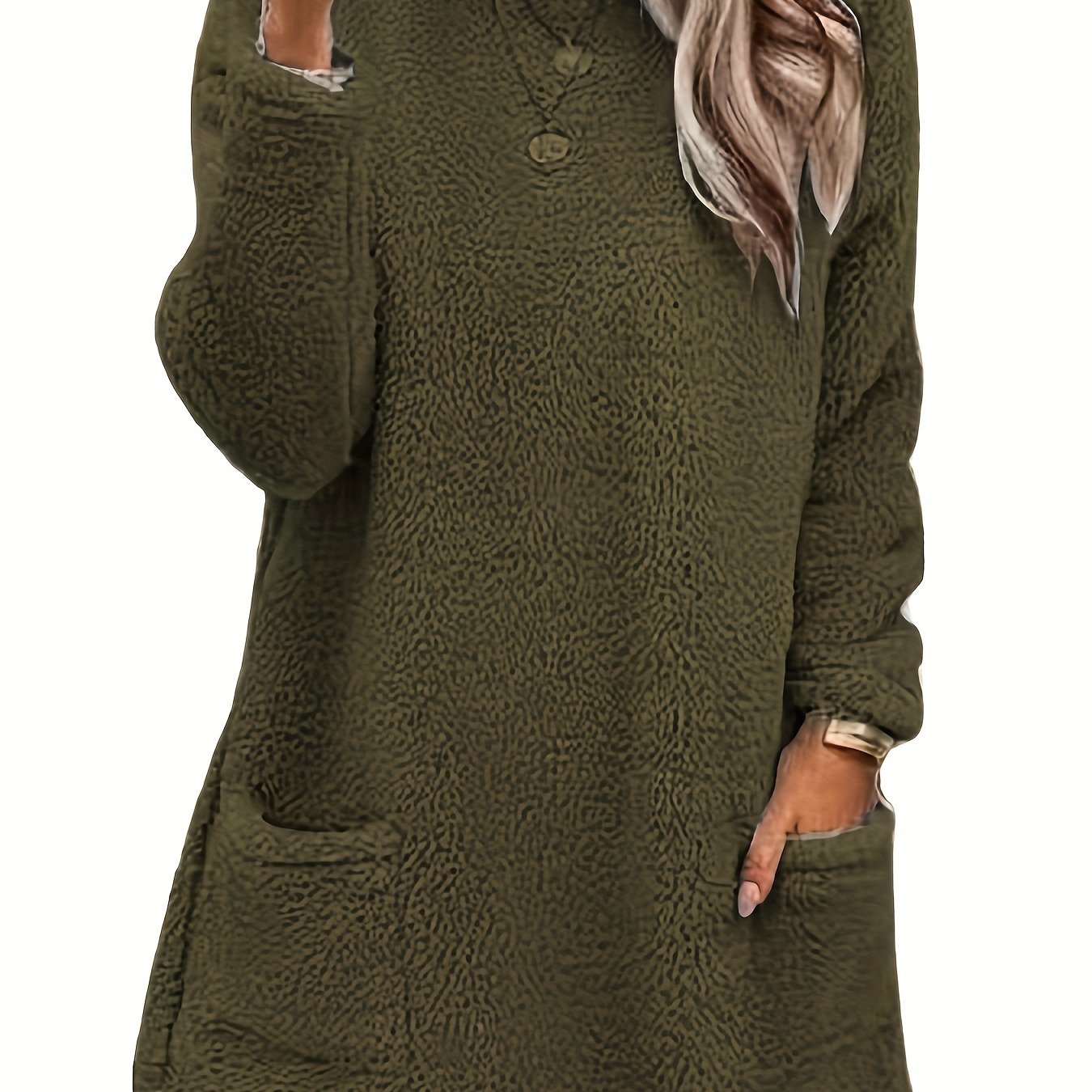 Толстовка женская большого размера из мягкого флиса с длинными рукавами, круглый вырез, пуловер