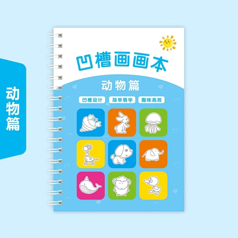 3D Groove Writing Board for Learning Numbers Letters Drawing Math Practice Blue Educational Handwriting Kit