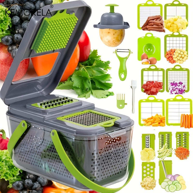 22-in-1 Mandoline Slicer Set with 13 Stainless Steel Blades, Vegetable Chopper