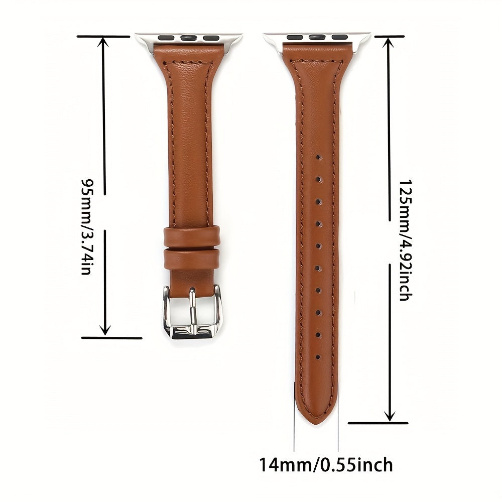 Ultra-Thin Synthetic Leather Watch Strap for iWatch Series 3 4 5 6 7 8 9 Ultra SE
