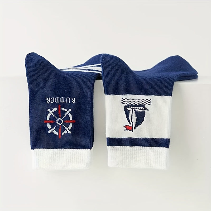 5-Pack Boys Cartoon Captain Socks All-Season Polyester Spandex