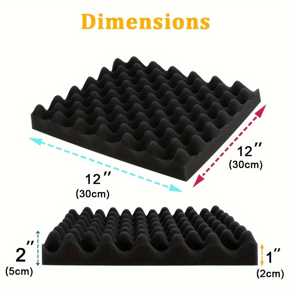 12 Pack Acoustic Foam Panels 30x30x5cm Soundproof Egg Crate Wall Sound Absorbing Sponge