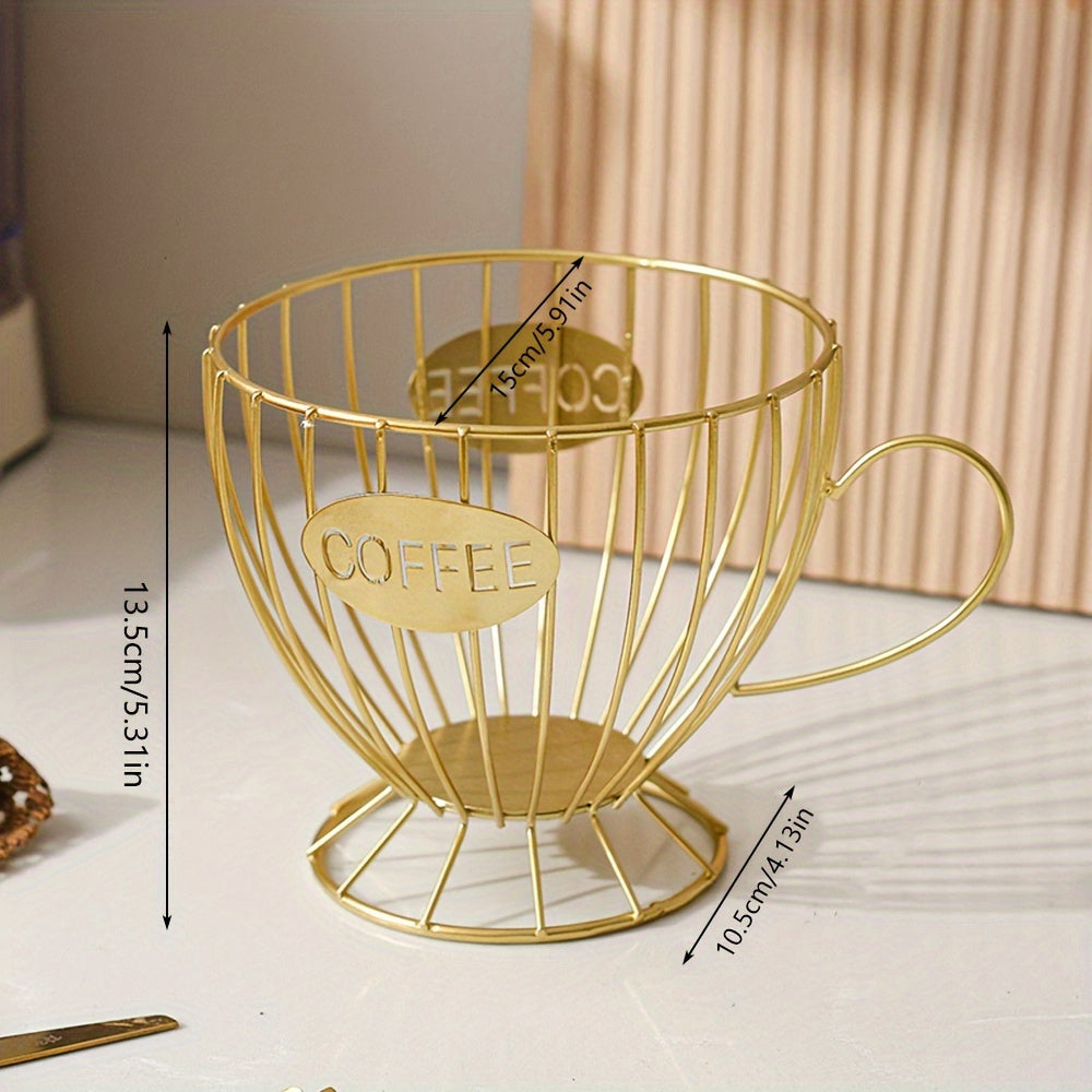 Gold Coffee Capsule Storage Rack, Home Snack Organizer, Cafe Bar Display Shelf
