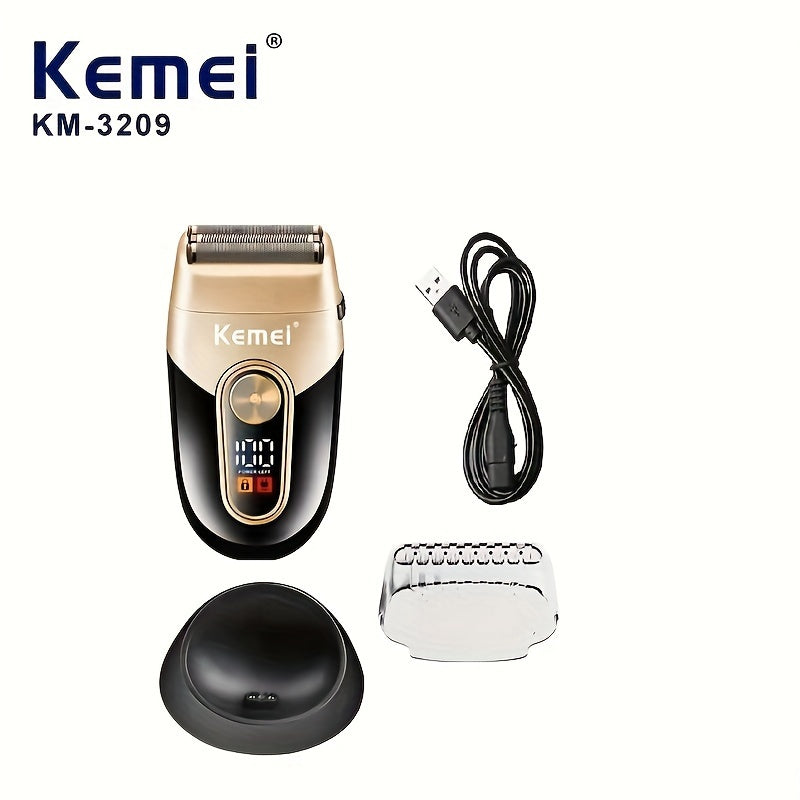 Afeitadora eléctrica con cabezal rotatorio de doble capa, pantalla LCD, carga USB, IPX4