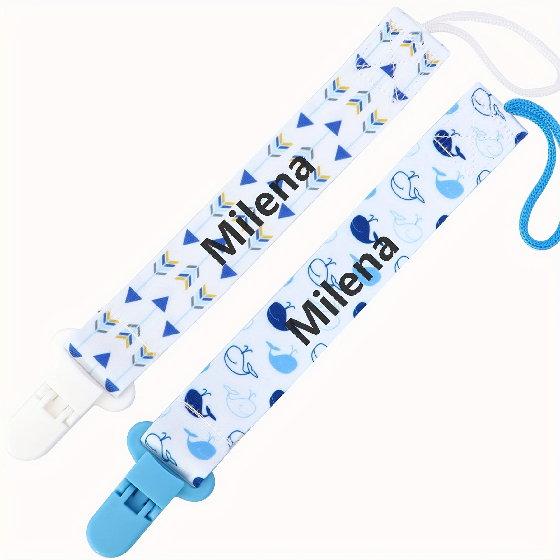 Handcrafted Baby Pacifier Chains Two-Pack Personalized Baptism Gift