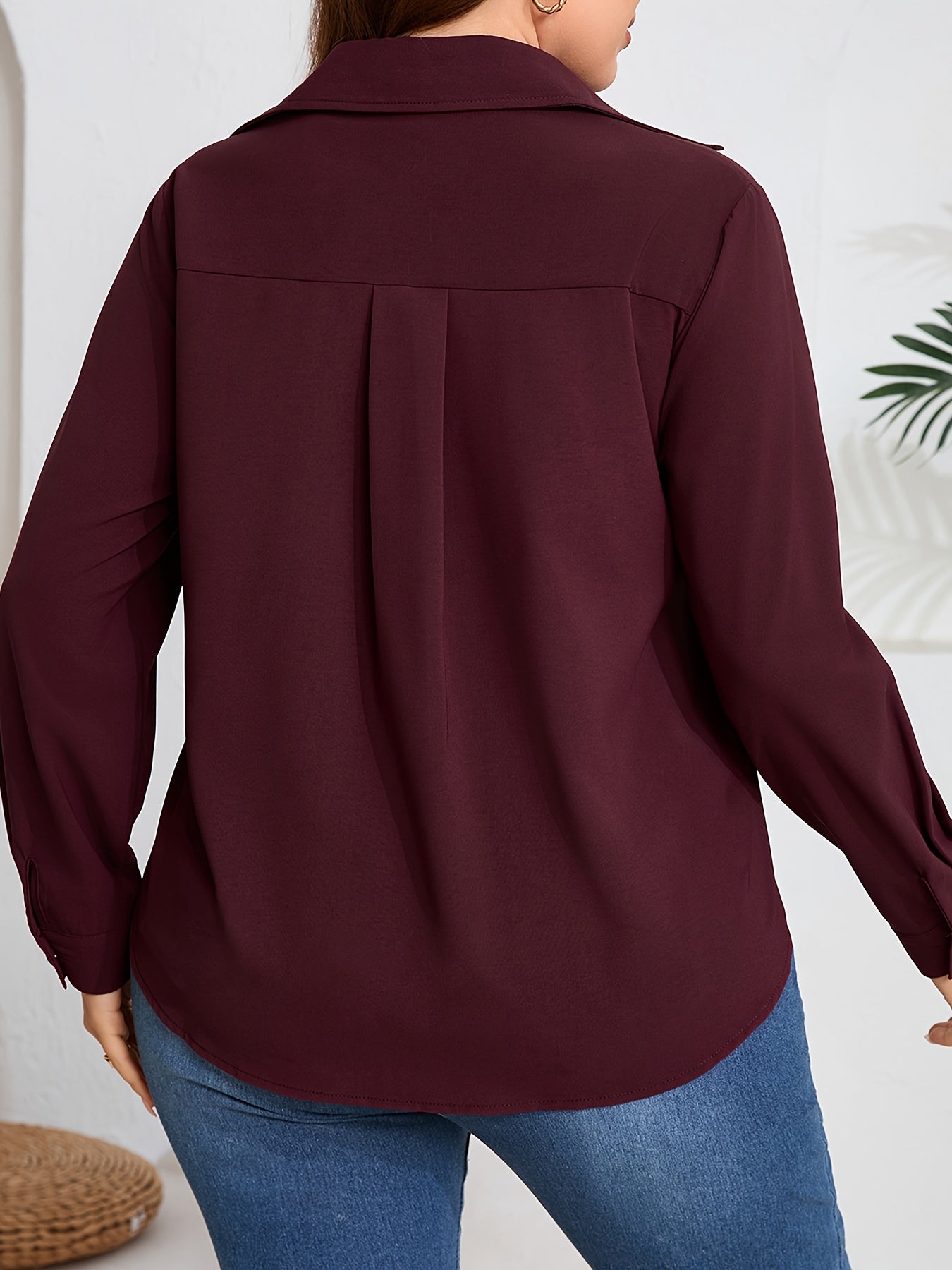 Women's Polyester Solid Color Shirt for Casual Wear