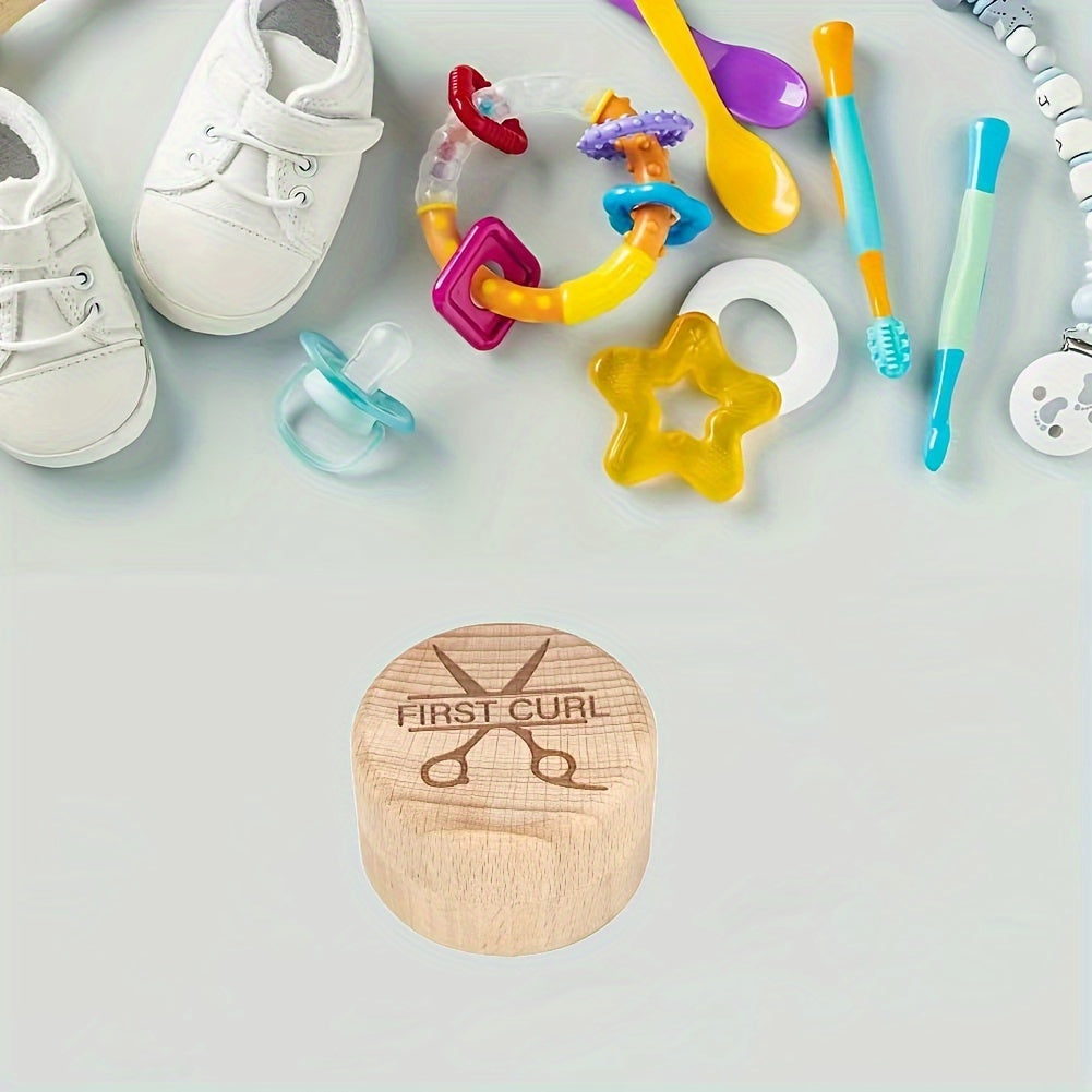 Wooden Memory Box for Kids with Commemorative Storage for Hair and Teeth