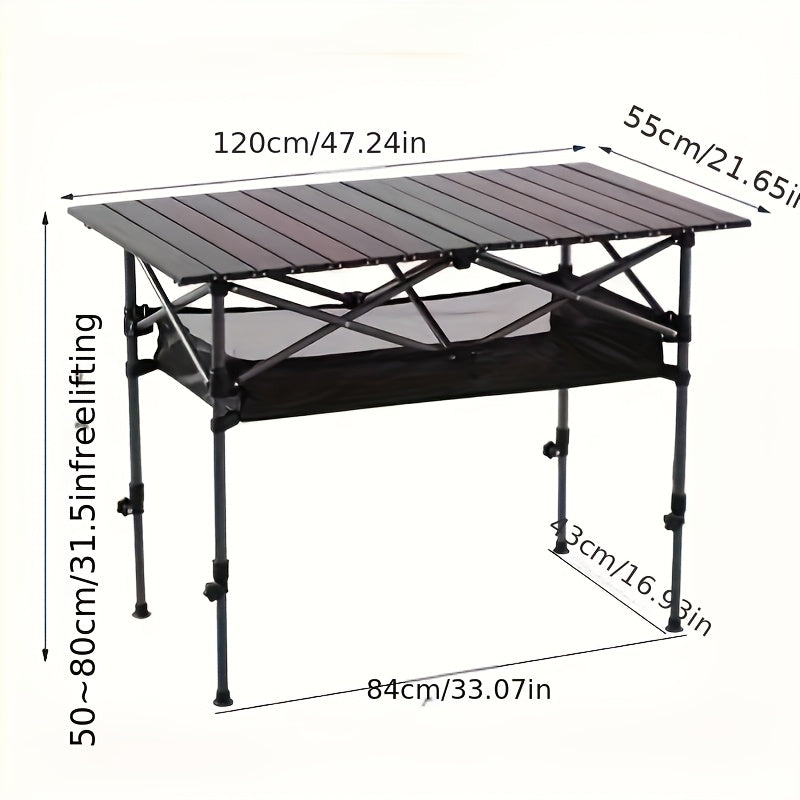 Portable Folding Camping Table with Adjustable Height and Metal Legs