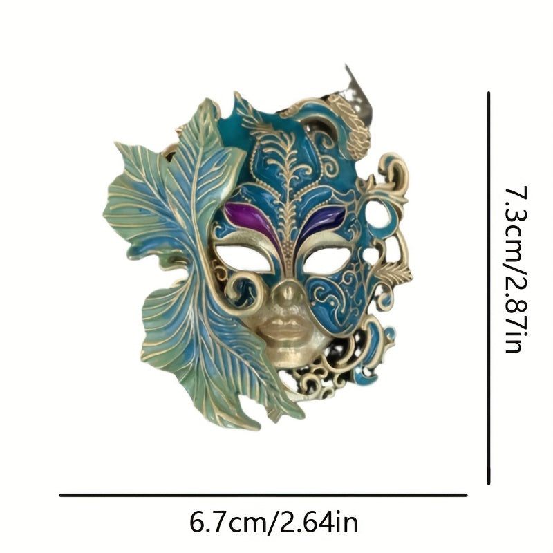 Vintage Enamel Mask Brooch Pin for Women Elegant Evening Jewelry