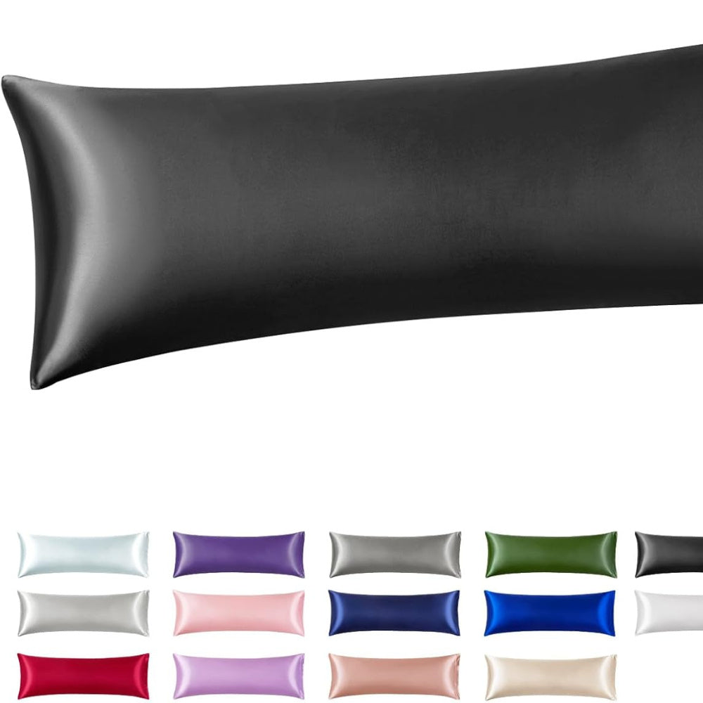 Fundas de almohada de satén negro 20x26 2 unidades, enfriamiento, cuidado del cabello sin frizz