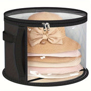 Fabric Hat Storage Organizer Stackable with Front Window and Zipper Closure