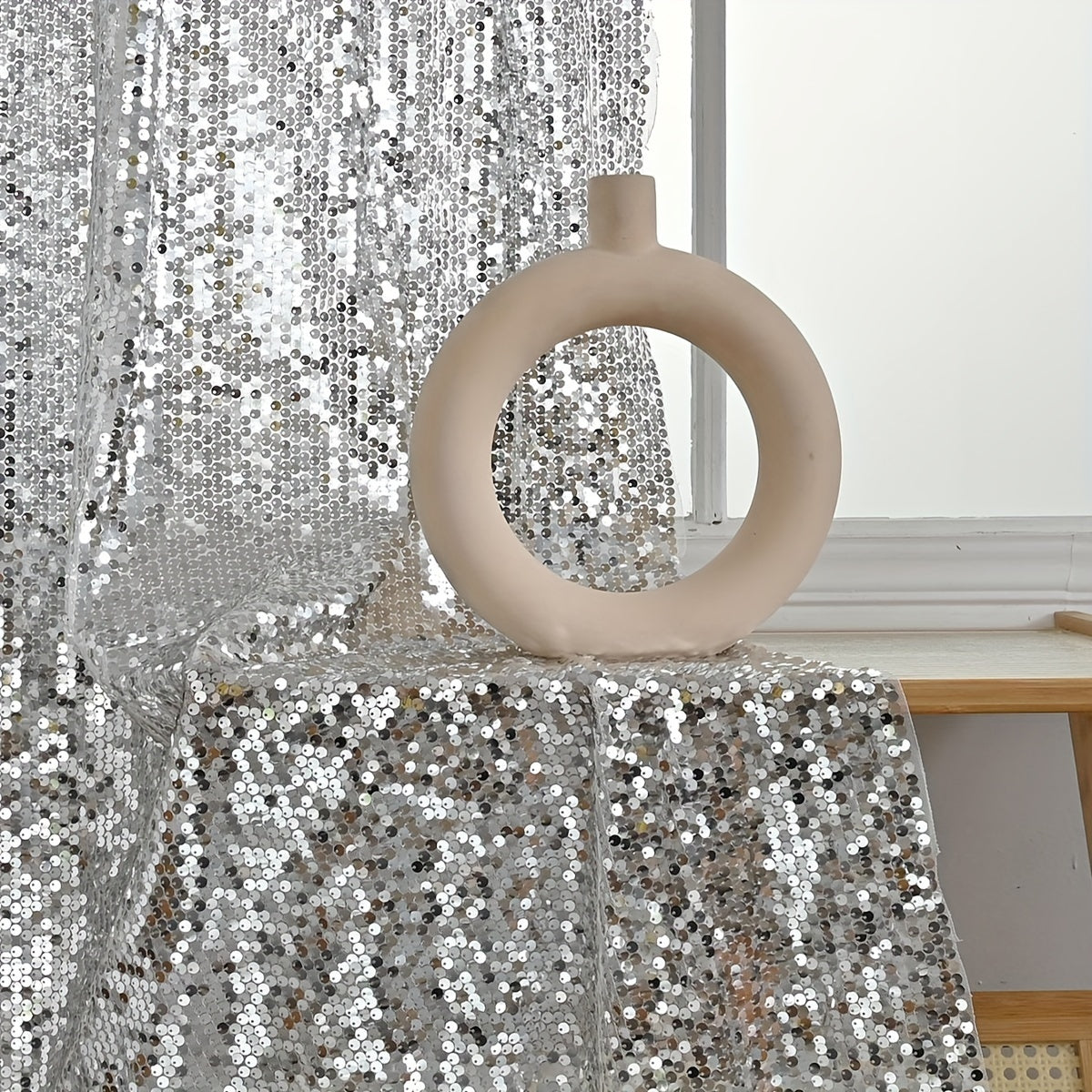 Blackout Curtains with Sequin Decoration for Bedroom or Living Room 1 Piece