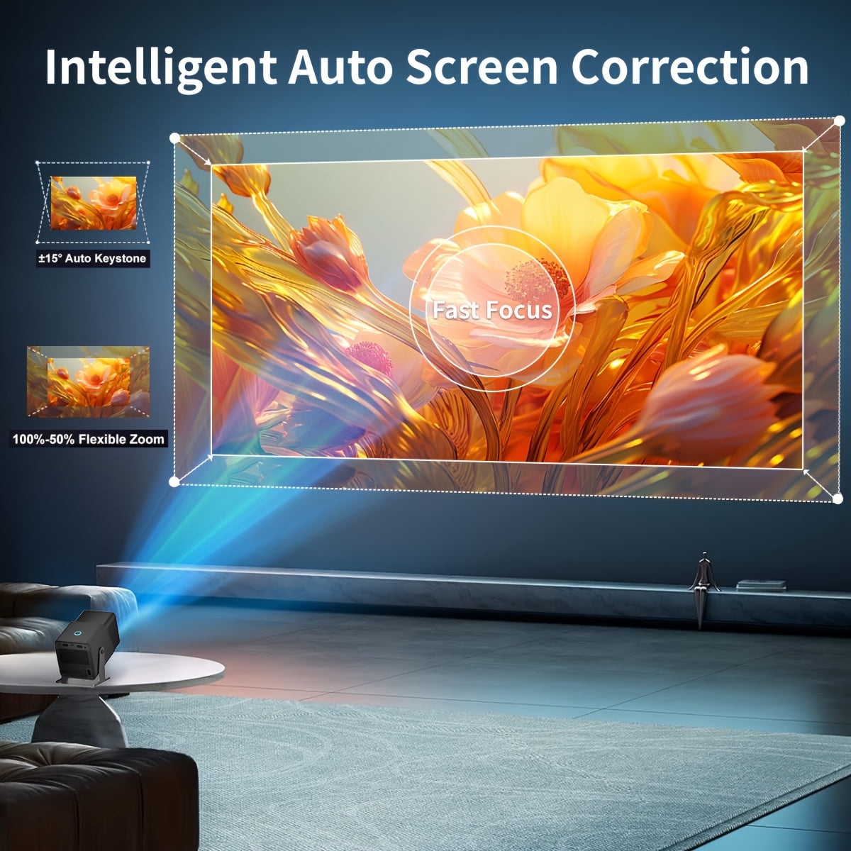 Mini Projector 4K Support 260 ANSI Brightness 5G WiFi 180° Swivel