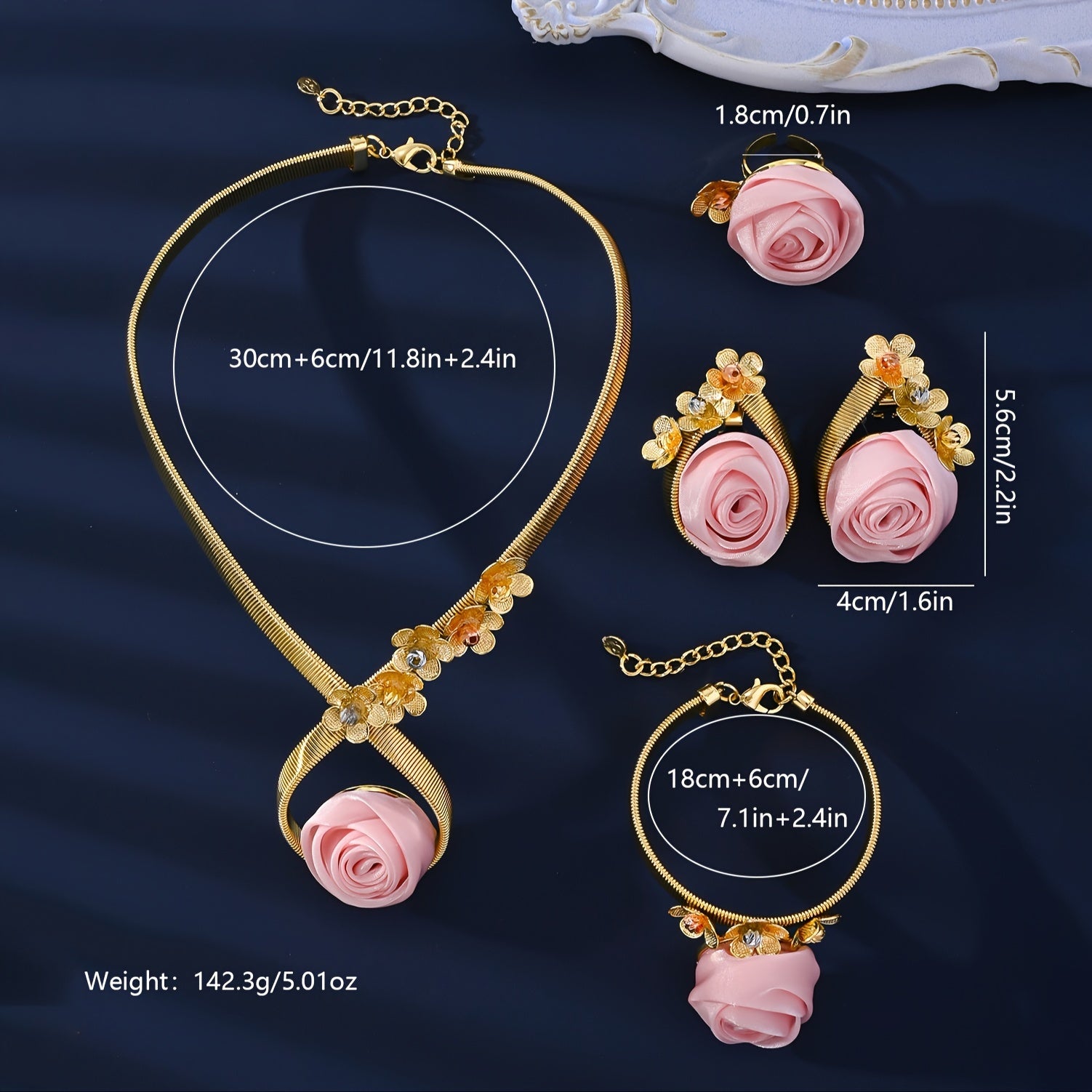 Gold-Plated Jewelry Set for Women Middle Eastern Style Wedding and Special Occasion