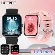Smartwatch Full Screen Call Function 100+ Exercise Modes Pedometer Calorie Tracker Rechargeable Black Pink
