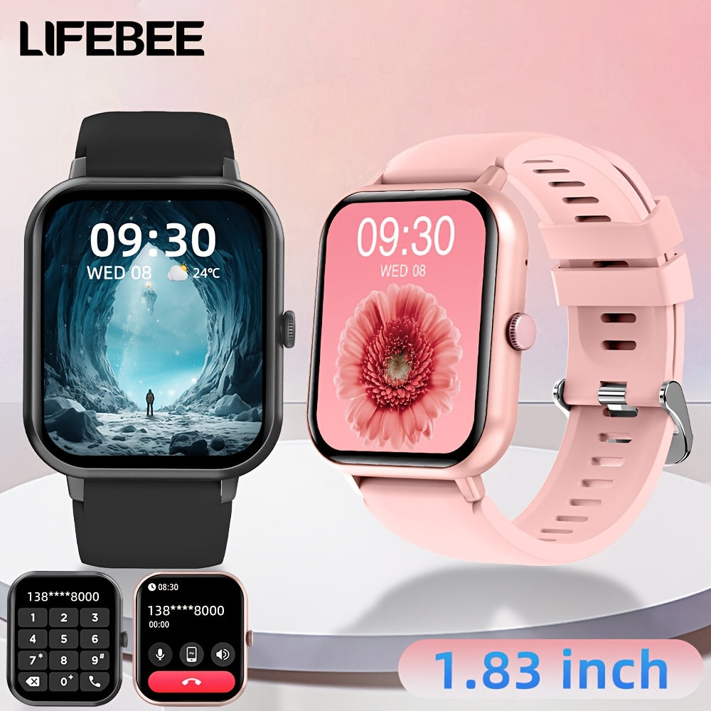 Smartwatch Full Screen Call Function 100+ Exercise Modes Pedometer Calorie Tracker Rechargeable Black Pink