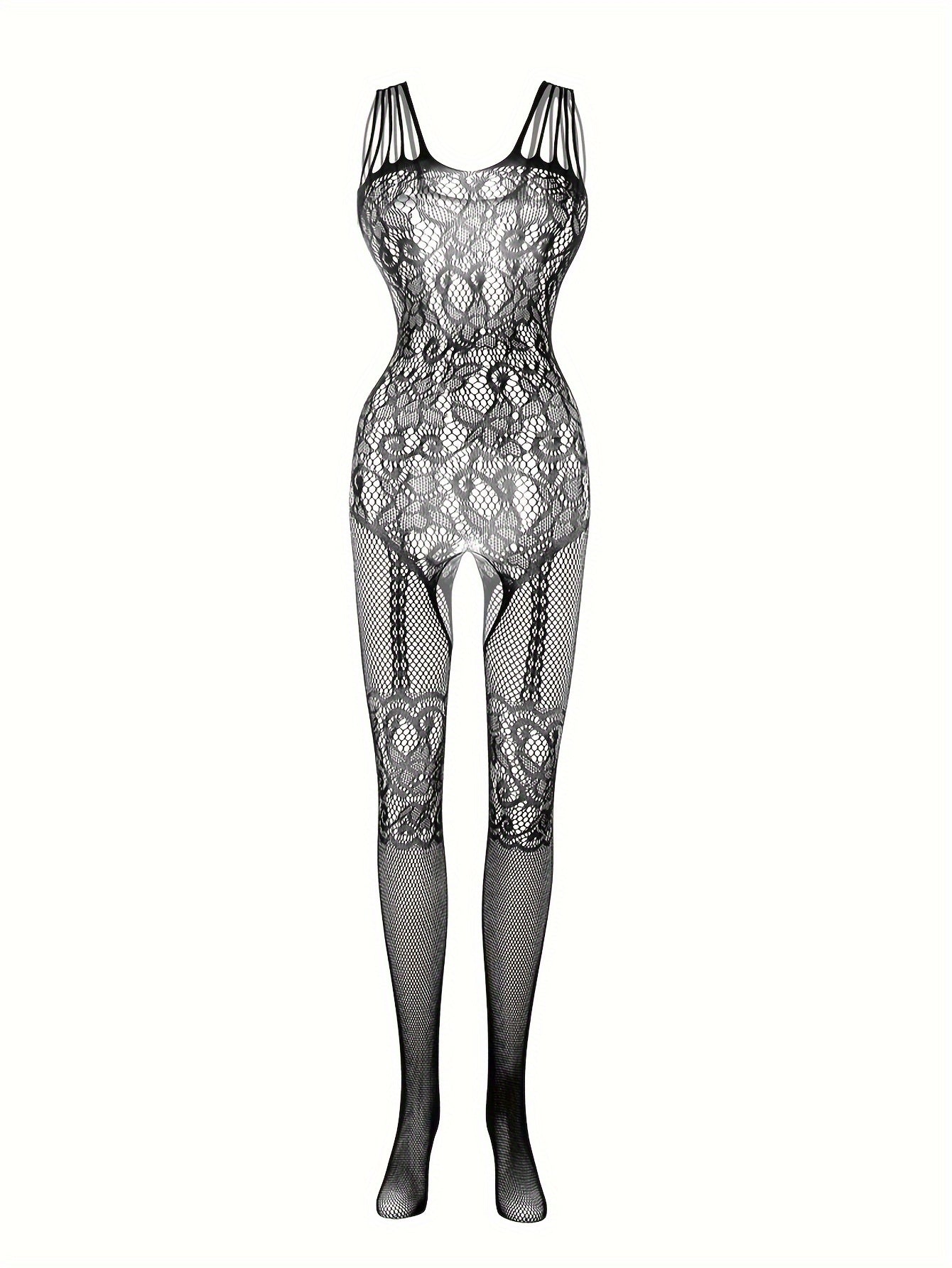 Kattalar uchun ichki kiyimlar to'plami, bodysuit, garter straplar va fishnet paypoq bilan