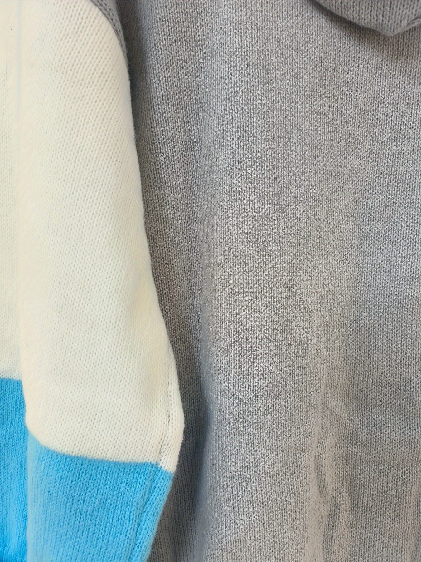 Suéter de punto con capucha y bloques de color para mujer talla grande con bolsillos