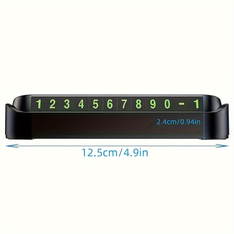 Durable Plastic Dashboard Parking Number Sign with Night Visibility