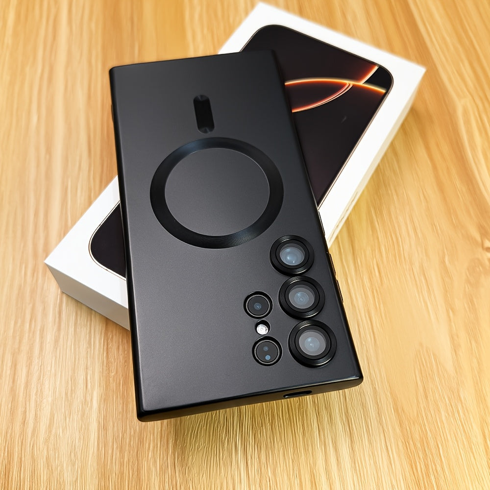 Magnetic Wireless Charging Case with Glass Protector for Samsung Galaxy S22 S23 S24 Ultra Plus