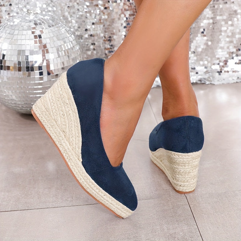 Women's Straw Weave Single Strap Sandals Casual Thick Sole Shoes